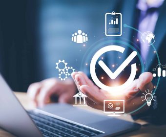 Hand shows sign of top service Quality assurance, Guarantee, Standards, ISO certification and standardization concept, satisfaction, service experience, show the standards of products and services.